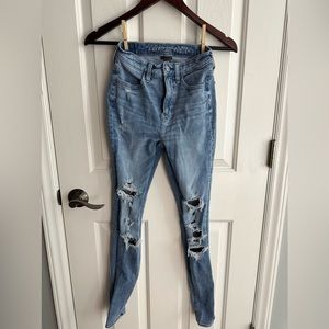 American Eagle jeans, worn maybe twice, ripped light blue, great quality